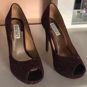 Badgley mischka sparkly red cranberry heels